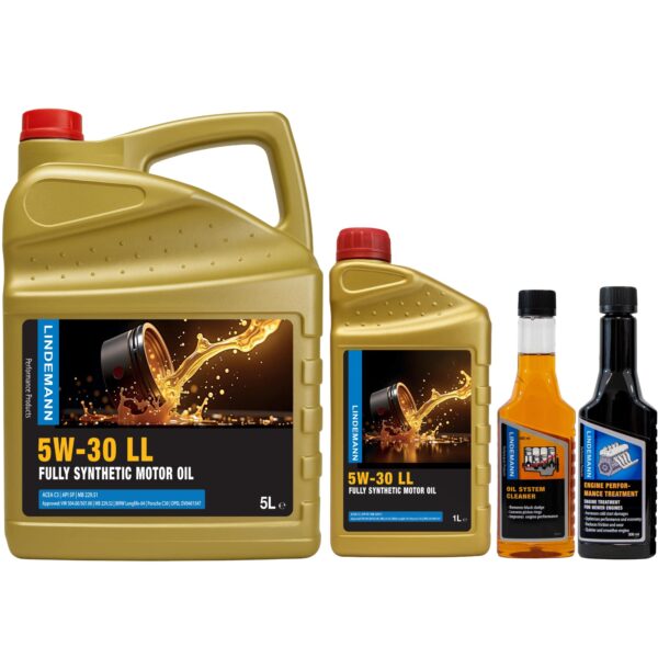 Lindemann Motorolie 5W-30 LL – Complete Onderhouds- en Reinigingsset - Afbeelding 1