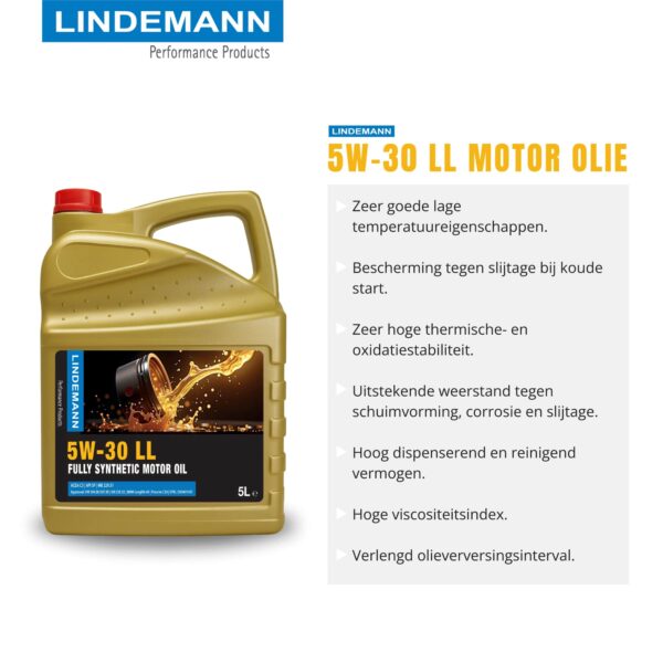 Lindemann Motorolie 5W-30 LL – Complete Onderhouds- en Reinigingsset - Afbeelding 2